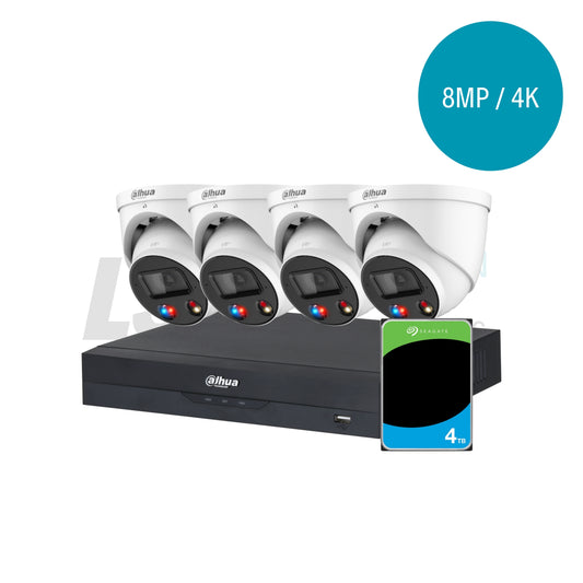 Dahua AI Wizsense 8 Channel with 4 x 8MP TiOC Kit and a 4TB Hard Drive